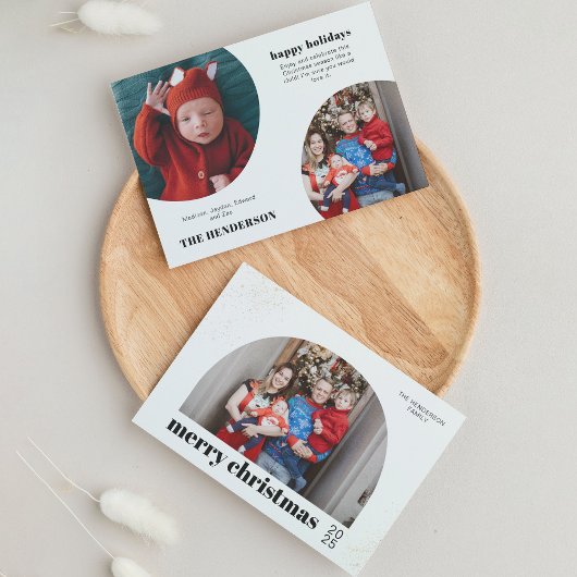 シックなタイポグラフィメリークリスマスアーチ写真 シーズンカード