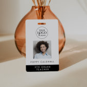 シックなタイポグラフィロゴフォト従業員または先生ID バッジ