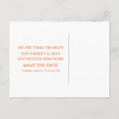 シックなタイポグラフィ日付ポストカードを保存，オレンジ 案内ポストカード (裏面)