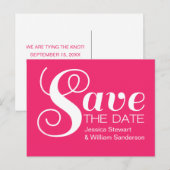 シックなタイポグラフィ日付ポストカードを保存、ピンク 案内ポストカード (正面/裏面)