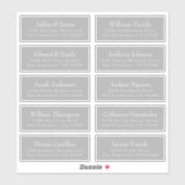 シックなタイポグラフィ灰色のウェディングゲストアドレスラベル シール (シート)