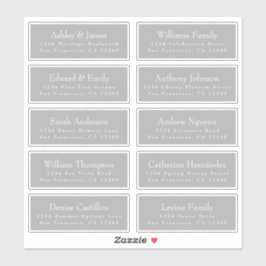 シックなタイポグラフィ灰色のウェディングゲストアドレスラベル シール