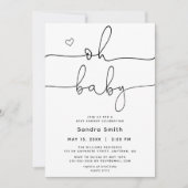 シックなタイポグラフィ男女兼用ベビーシャワー 招待状 (正面)