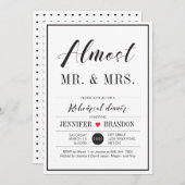 シックなタイポグラフィ結婚のリハーサルのディナーカード 招待状 (正面/裏面)