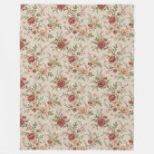 シックなタイムレスコテージスタイルフェードフローラエレガンス フリースブランケット (正面)