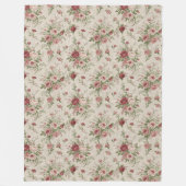 シックなタイムレスコテージスタイルフェードフローラエレガンス フリースブランケット (正面)