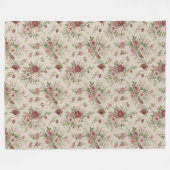 シックなタイムレスコテージスタイルフェードフローラエレガンス フリースブランケット (正面(横))