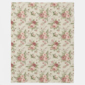 シックなタイムレスコテージスタイルフェードフローラエレガンス フリースブランケット (正面)