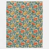 シックなタイムレスフローラタペストリーモリス華美デザイン フリースブランケット (正面)