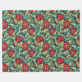 シックなタイムレスフローラタペストリーモリス華美デザイン フリースブランケット (正面(横))