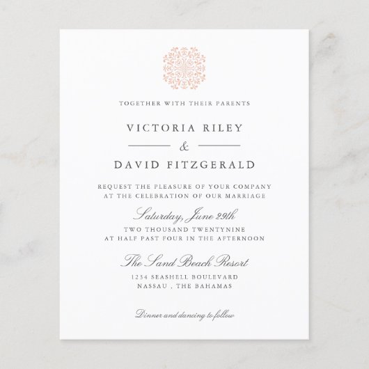 シックなタイルエレガントタイムレス予算結婚の数 (正面)