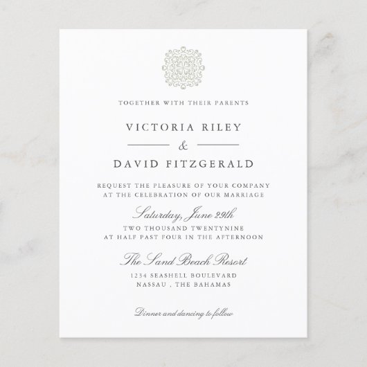 シックなタイルエレガントタイムレス予算結婚の数 (正面)