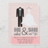 シックなタキシードおよび服のブライダルシャワーの招待状 招待状 (正面/裏面)