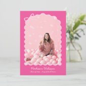 シックなタッセルボーピンクグラッドフォト2025卒業 案内状 (スタンド正面)