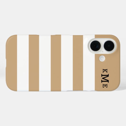 シックなタンと白ストライプのモノクロ文字 Case-Mate iPhoneケース (裏面 (横))