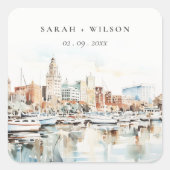 シックなタンパフロリダスカイラインウォーター結婚カラー スクエアシール (正面)