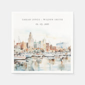 シックなタンパフロリダスカイラインウォーター結婚カラー スタンダードカクテルナプキン (正面)