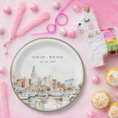 シックなタンパフロリダスカイラインウォーター結婚カラー ペーパープレート (パーティー)