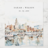 シックなタンパフロリダスカイラインウォーター結婚カラー ワインラベル (シングルラベル)