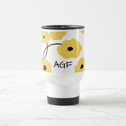 シックなタンブラーモダン_黄色と黒のケシ トラベルマグ (中央)