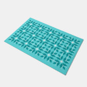 シックなターコイズタイル花パターンラージドアマット ドアマット (アングル)