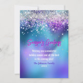 シックなターコイズパープルグリッタークリスマス新年 (正面)