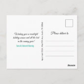 シックなターコイズフローラグリッタークリスマス新年 ポストカード (裏面)