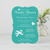 シックなターコイズブルーブライダルシャワー招待状 招待状 (スタンド正面)