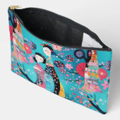 シックなターコイズ芸者 アクセサリーポーチ (見開き)