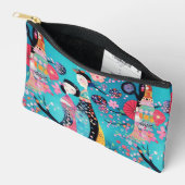 シックなターコイズ芸者 アクセサリーポーチ (見開き)