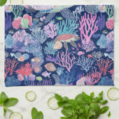 シックなタートルサンゴ キッチンタオル (折り畳み)