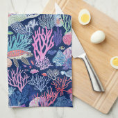 シックなタートルサンゴ キッチンタオル (四つ折り)
