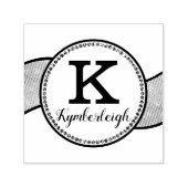 シックなダイアモンズウェーブリガーリーボングラムモノグラム名 セルフインキングスタンプ (デザイン)