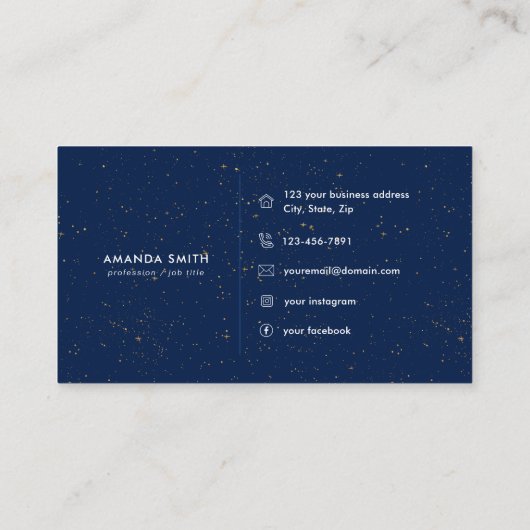 シックなダイヤモンドブルーアゲートイニシャルAレターモノグラム 名刺 (裏面)