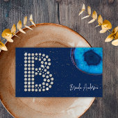 シックなダイヤモンドブルーアゲートイニシャルBレターモノグラム 名刺