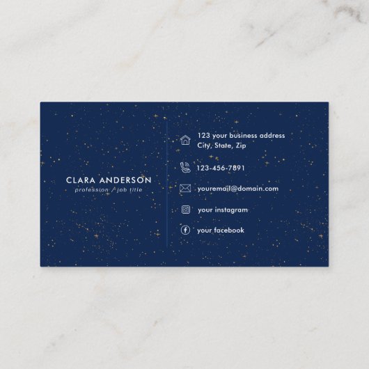 シックなダイヤモンドブルーアゲートイニシャルCレターモノグラム 名刺 (裏面)