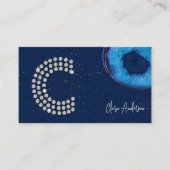 シックなダイヤモンドブルーアゲートイニシャルCレターモノグラム 名刺 (正面)