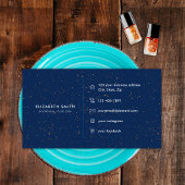 シックなダイヤモンドブルーアゲートイニシャルEレターモノグラム 名刺