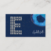シックなダイヤモンドブルーアゲートイニシャルEレターモノグラム 名刺 (正面)