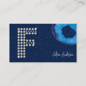 シックなダイヤモンドブルーアゲートイニシャルFレターモノグラム 名刺 (正面)