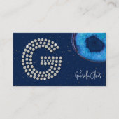 シックなダイヤモンドブルーアゲートイニシャルGレターモノグラム 名刺 (正面)