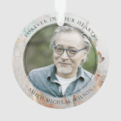 シックなダスキーグレー金ゴールド瑪瑙悔やみや弔慰メモリアル写真 オーナメント (裏面)