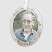 シックなダスキーグレー金ゴールド瑪瑙悔やみや弔慰メモリアル写真 オーナメント (正面)