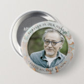 シックなダスキーグレー金ゴールド瑪瑙悔やみや弔慰メモリアル写真 缶バッジ (正面&裏面)