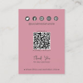 シックなダスキーピンクの葉のジュエリーヘアクリップディスプレイカード コーリングカード (裏面)