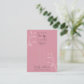 シックなダスキーピンクの葉のジュエリーヘアクリップディスプレイカード コーリングカード (スタンド正面)