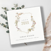 シックなダスキーピンク赤面ワイルドフラワークレスト卒業 スタンダードカクテルナプキン