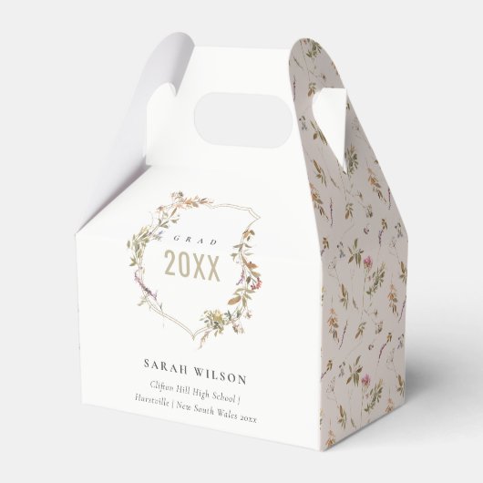 シックなダスキーピンク赤面ワイルドフラワークレスト卒業 フェイバーボックス (正面サイド)