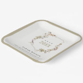 シックなダスキーピンク赤面ワイルドフラワークレスト卒業 ペーパープレート (傾斜あり)