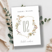 シックなダスキーピンク赤面ワイルドフラワークレスト結婚ズ テーブルナンバー